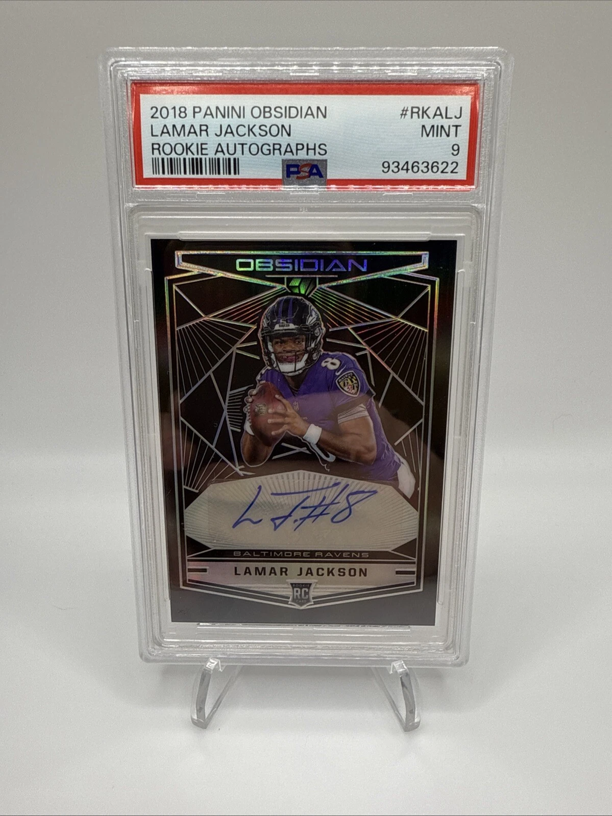 Lamar Jackson Panini Obsidian Rookie Autographs #RKALJ Base