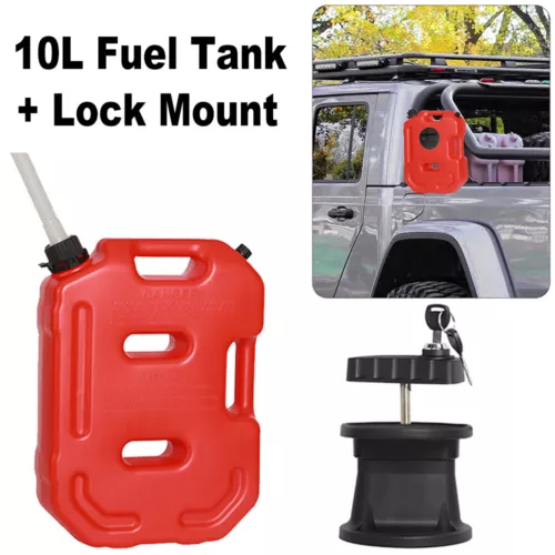 10L Fuel Tank Gas Oil Petrol Storage Can Container w/Lock Mount For ATV UTV RZR - Picture 1 of 12