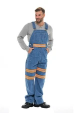 Men’s Visibility Overall Reflective Hi-Vis Bib Denim Dungaree Pants