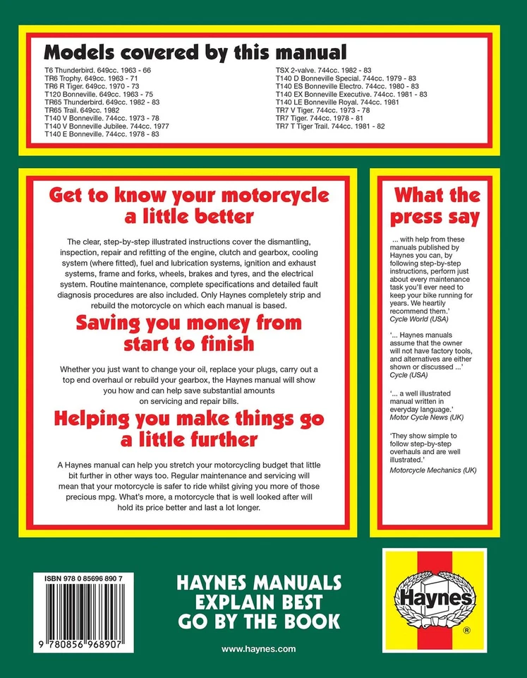 Triumph 650 & 750 2-valve Unit Twins (1963-1983) Haynes Repair Manual - Image 2 of 4