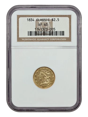 1834 $2.50 NGC XF40 (Classic) - Classic Head $2.5 - Classic Head Gold Type Coin