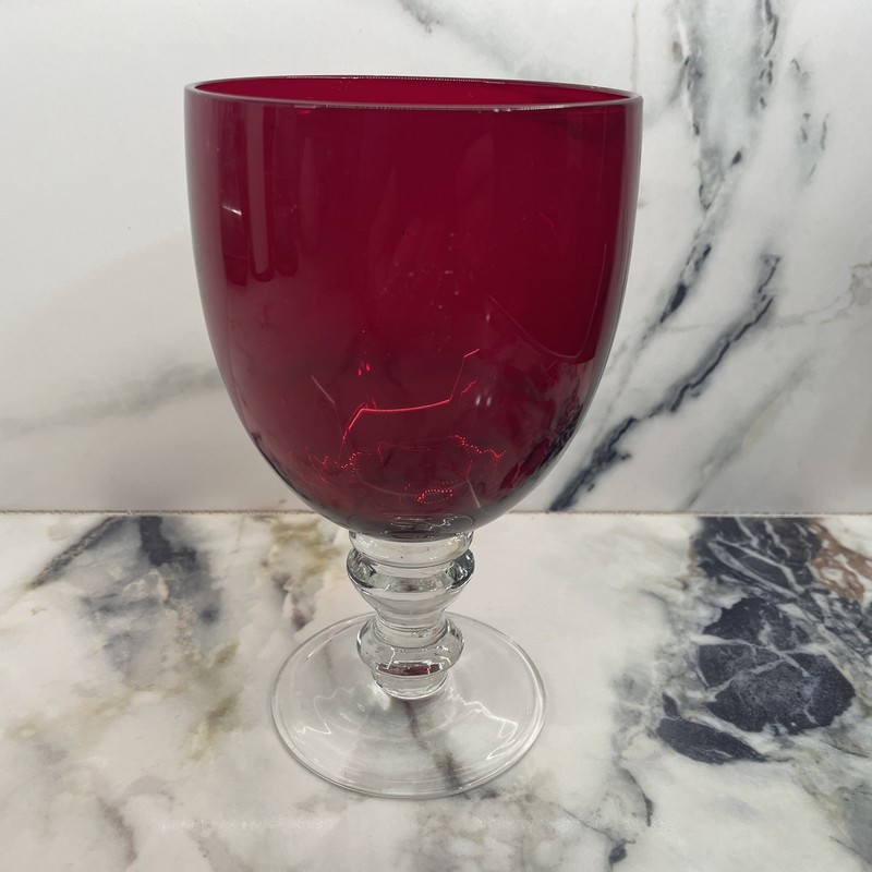 Zrike Water Goblet Camelot Red Hand Crafted Large Bowl 6.75" Vintage