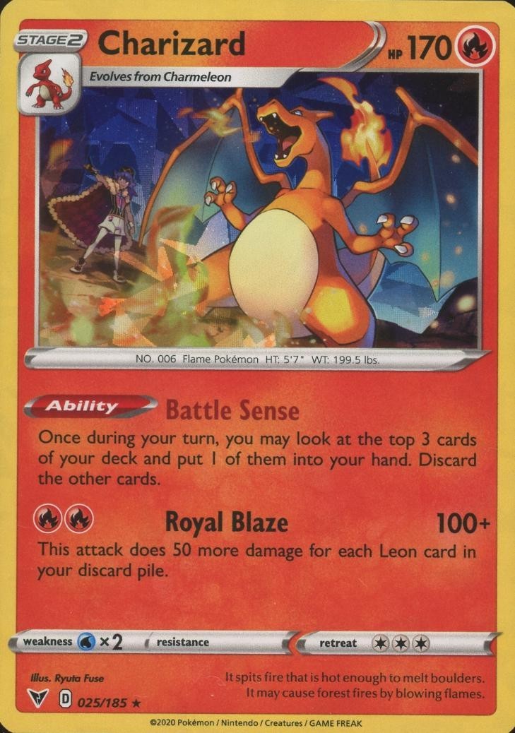 Charizard - 025/185 - Pokemon Vivid Voltage Sword & Shield Cracked Ice Holo NM