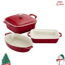Staub Stoneware 4-pc, Mixed Baking Dish Set, Cherry