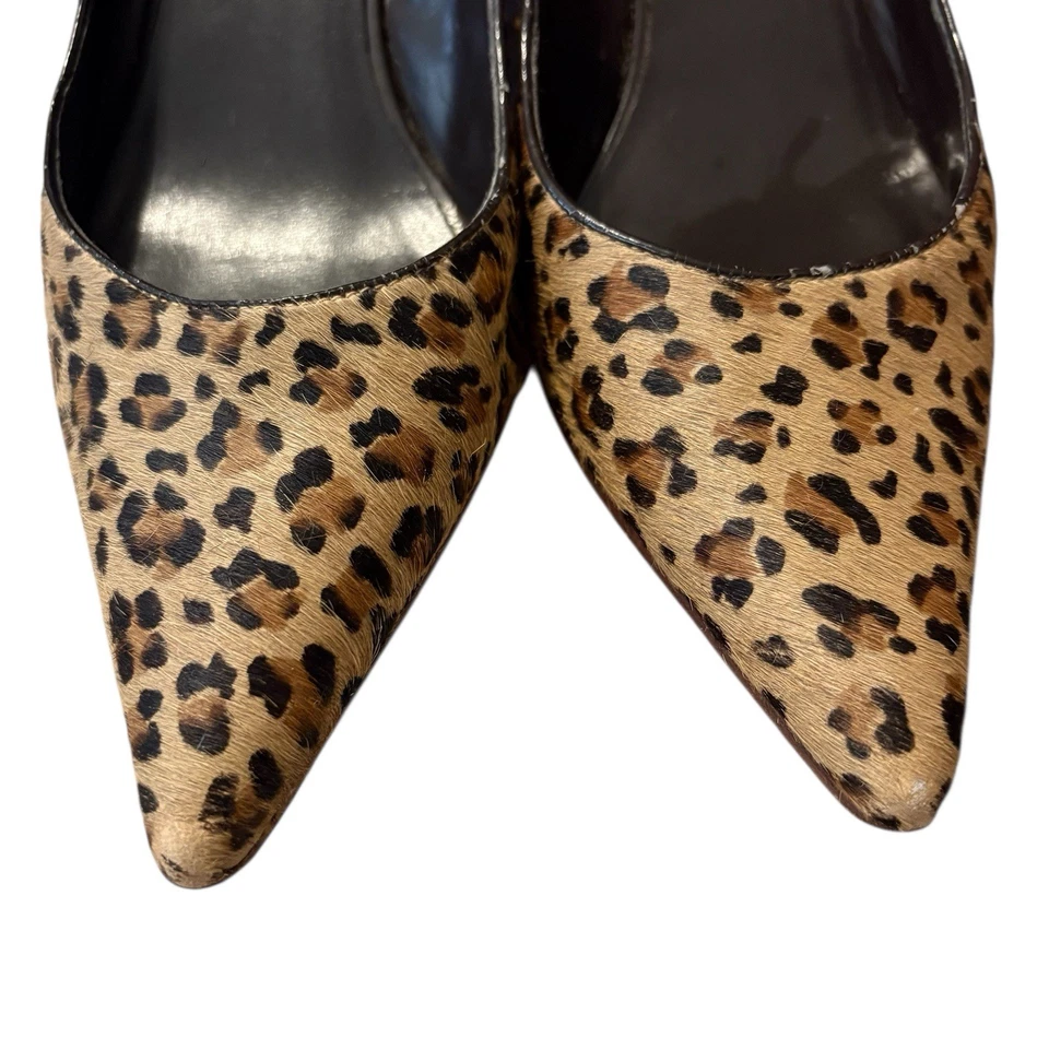 Tacón de cuña bajo Aldo para mujer 38 EE. UU. talla 8 estampado de guepardo piel cuero punta Foto 4 de 4