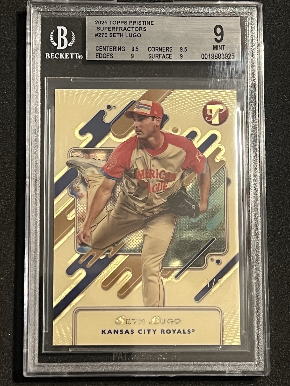 💥🔥🔥⚾️2025 TOPPS PRISTINE SUPERFRACTOR SETH LUGO OF THE ROYALS 1/1 GRADED 9🤩