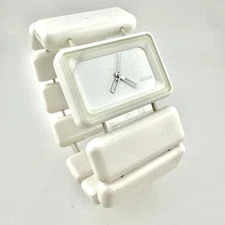 Nixon The Vega White Bracelet Watch Unisex 43mm Rectangular Face - New Battery