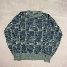 Vintage Knitted Jumper Abstract Patterned Grandad Knit Sweater Men's Xl