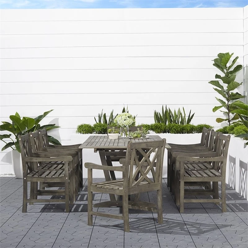 Vifah Renaissance 9 件套可扩展露台用餐套装灰色 — 第 2/4 张图片