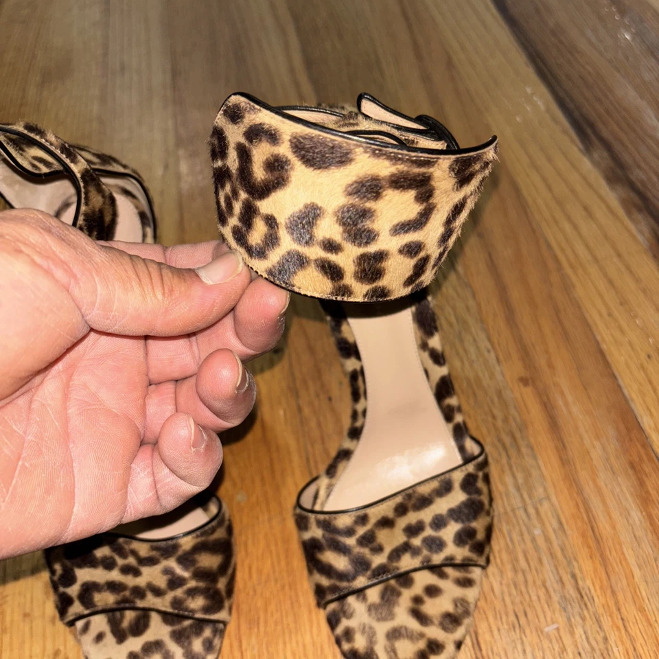 GIANVITO ROSSI 豹纹小腿毛踝带高跟鞋 40 US 8.5 码 — 第 2/4 张图片