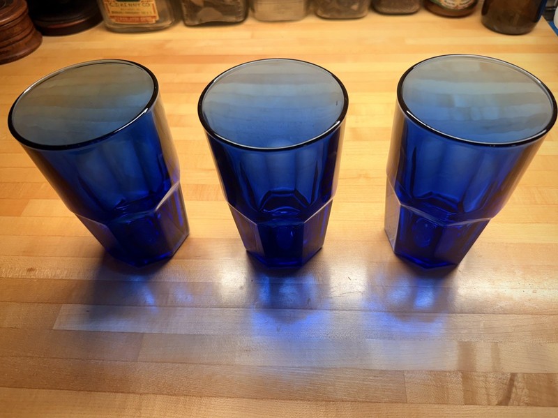 Libbey Gibraltar Crisa Cobalt Blue Diner Drinking Glasses Set Of 3 vintage