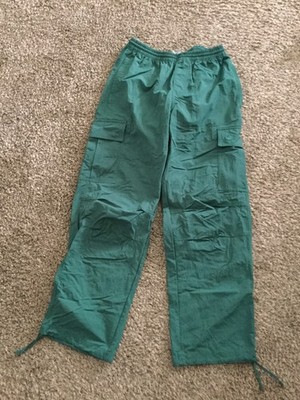 Adidas Originals Green Ripstop Cargo Pants Mens Medium Trefoil Logo Activewear