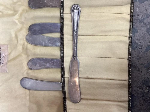 Vintage Wallace sterling silver butter knife set of 6 Princess Anne