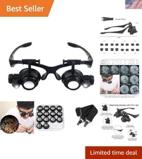 Ergonomic Head-Mounted LED Magnifier with 8 Lenses for Jewelry & Watch Repair