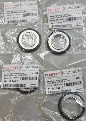 4x Pfeiffer Pf 112 240-t Iso-Kf Reduzierend Zentrierung Ring DN40-32 Inox / Fpm