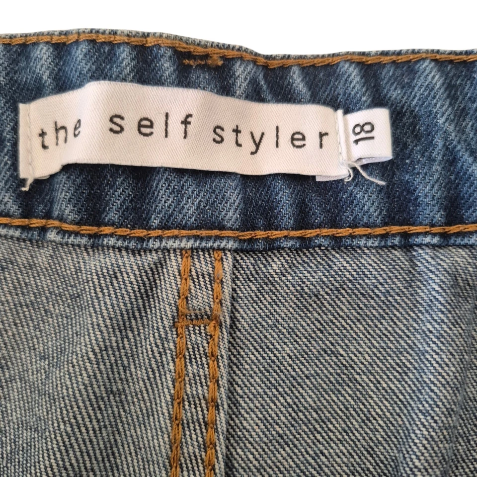 The Self Styler Womens Size 18 Bohdi Barrel Mid Wash Blue Denim Jeans - image 4 of 4