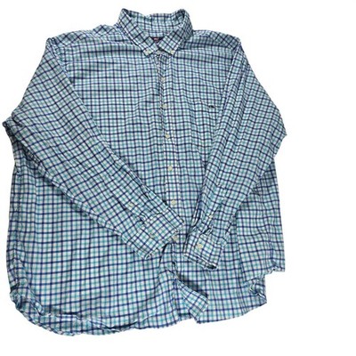 Vineyard Vines Mens 4XB Blue Gingham Check Stretch Button Down Shirt Whale Logo