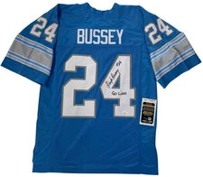 DEXTER BUSSEY Signed & INSCRIBED DETROIT LIONS Jersey JSA COA XL