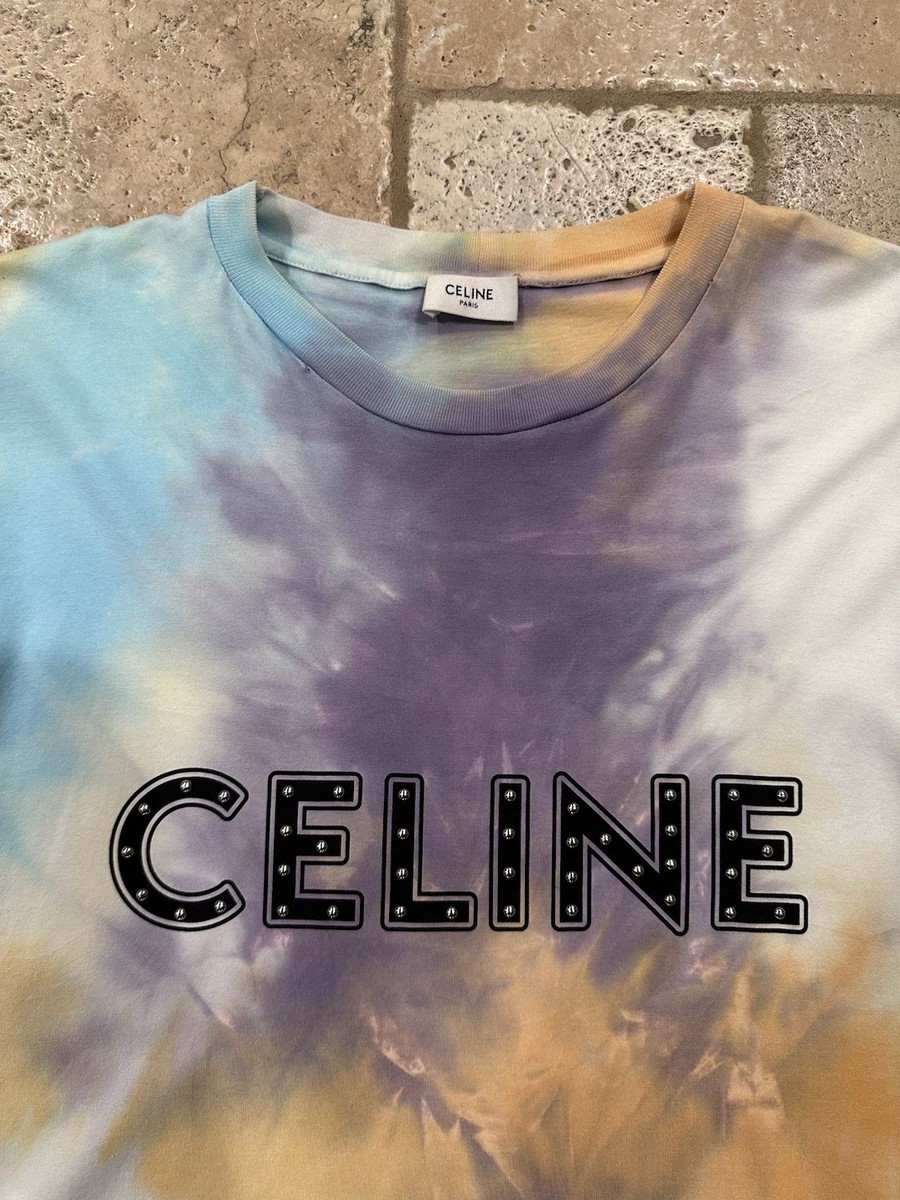 Celine x Hedi Slimane Studded Logo Tie Dye T-Shirt | eBay