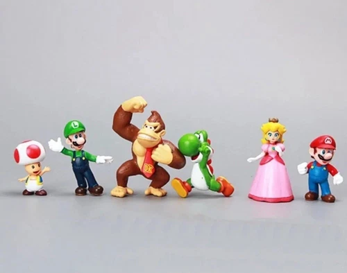 Super Mario, Peach, Toad, Luigi, Yoshi, Donkey Kong 2" Figures 6 Cake Toppers