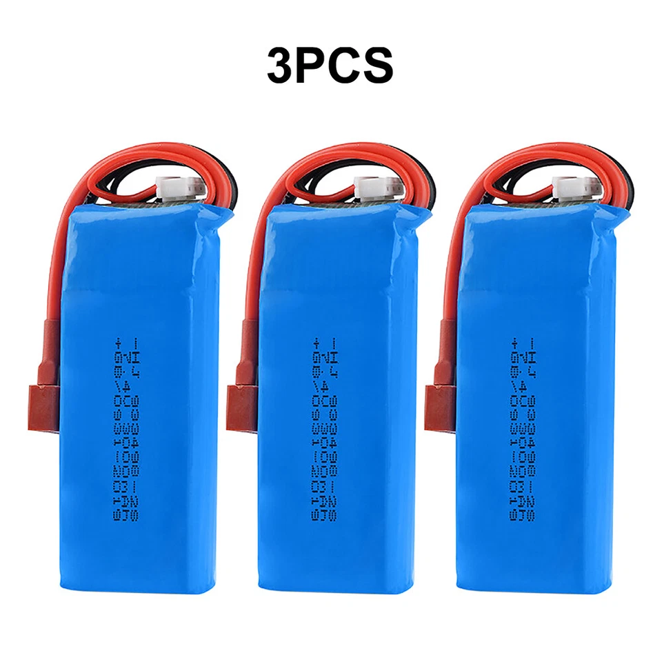 3x 7.4V 3000mAh Lipo Battery 2S for Wltoys 144001 124018 124019  104001 RC Car - Image 2 of 4