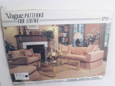 Vogue Patterns Living Room 1711 Slipcover Sofa Set Uncut Tailored or Romantic