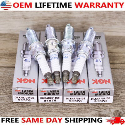 4PCS NGK DILKAR7G11GS Laser Iridium Spark Plugs for HONDA ACCORD CRV CIVIC 91578