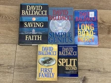 Lot of 5 David Baldacci Novels-Saving Faith, Simply Genius, First Family...