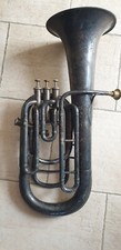 ANCIEN TUBA BUGLE COUESNON DANS SON JUS HAUTEUR 65 CM ARGENTE BON ETAT GENERAL