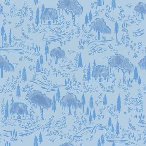 Riley Blake Little Brier Rose Woodland Blue Fabric Fat Quarters 100% Cotton