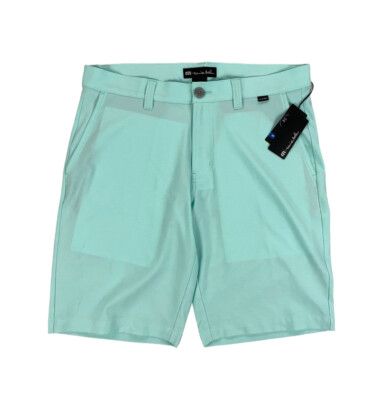 NEW Travis Mathew Sand Harbor Heather Turquoise Performance Mens Golf Shorts
