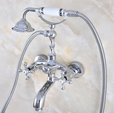 Wall Mounted Chrome Bathroom Tub Faucet Brass Tub Mixer Tap Hand Shower Ztf812