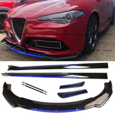 For Alfa Front Bumper Lip Side Skirt Rear Bumper Lip Strut Rods Black Blue