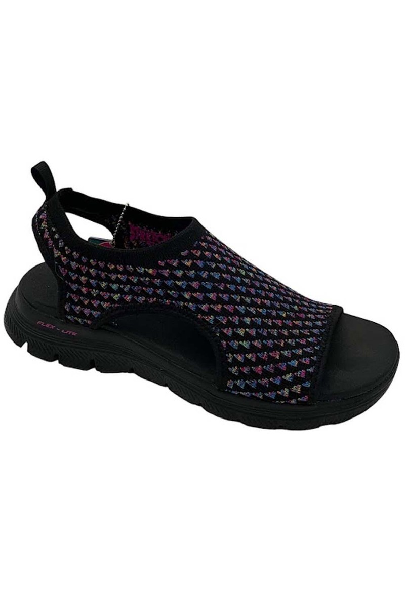 Skechers Vegan Washable Slingback Sandals Flex Appeal Black Multi