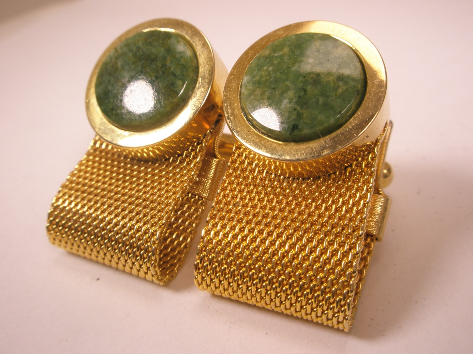 .Genuine Green Jade Wraparound Mesh Watchband Vintage… Gem