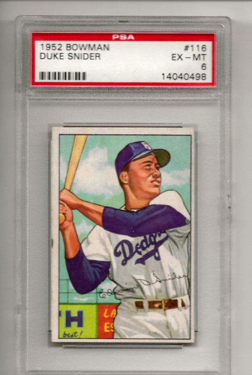 1952 Bowman #6 DUKE SNIDER PSA 6 EX-MINT Brooklyn Dodgers HOFer