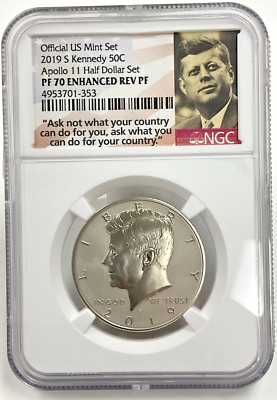 2019 S Kennedy Apollo 11 Half Dollar Set PF 70 Rev Enhanced NGC | eBay