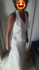 HOCHZEITSKLEID Kleemeier Valerie "Modell Petra" Größe 38 creme / kl. Brauttasche