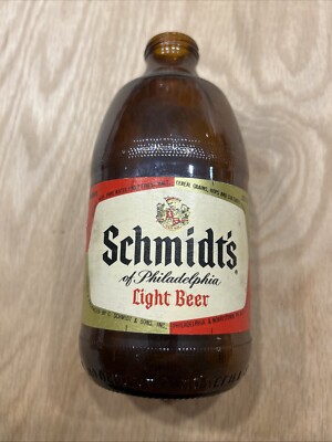 Vintage 1970's Schmidt Beer 12oz. Brown Barrel Glass Bottle