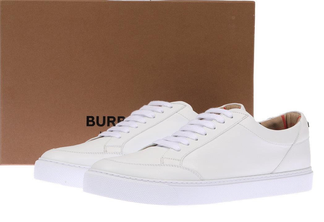 NEW BURBERRY WHITE LEATHER LOGO LACE-UP TRAINERS SHOES 40/US NEW BURBERRY WHITE LEATHER LOGO LACE-UP TRAINERS SHOES 40/US