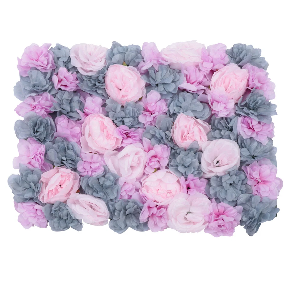 6 piezas Paredes de flores artificiales 3D rosa seda telón de fondo de pared decoración para boda fiesta Foto 2 de 4