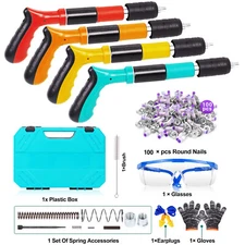 Concrete Nail Gun Kit with 100 Nails 5 Speed Adjustable Manual Concrete Wood Kit