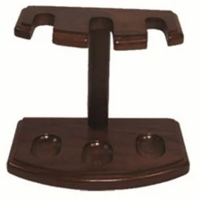 Wood 3 Tobacco Smoking Pipe Wooden Stand Rack Holder in Walnut Finish - 3400