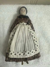Vintage Papier Mache Dressed  Doll 8 3/4” Tall. 1890’s.