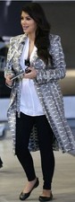 S'12 Kk's Lanvin New $3.5 Blue Gray Reptile Jacket Trench Coat 40 Fr Us 6/8/10
