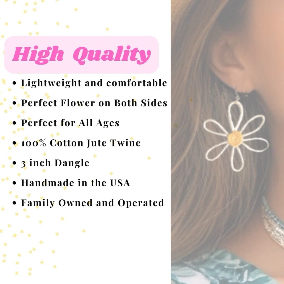 Pendientes Margarita Hechos a Mano Flor Delicada Cuelga Linda Joyería Verano 2025 Boho Foto 4 de 4