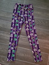 NEW Lularoe Halloween TWEEN Leggings Frank SKULL witch mummy Purple Stripe NWT