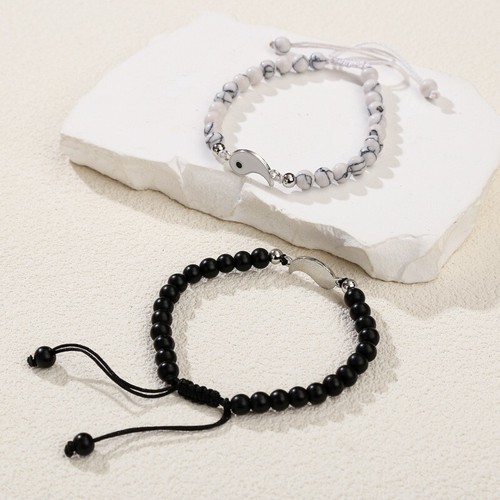 Bracciale Uomo Donna Bracciale Stile Cinese Bracciale Tai Chi, Stringa Elastica - Foto 6 di 12