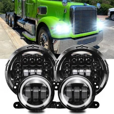 4PCS for Freightliner Coronado 7'' LED Headlight Projector Hi/Lo+ 4'' Fog Light