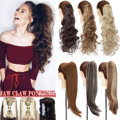 14inch 35cm claw ponytail extension short curly clip in hair - United Kingdom